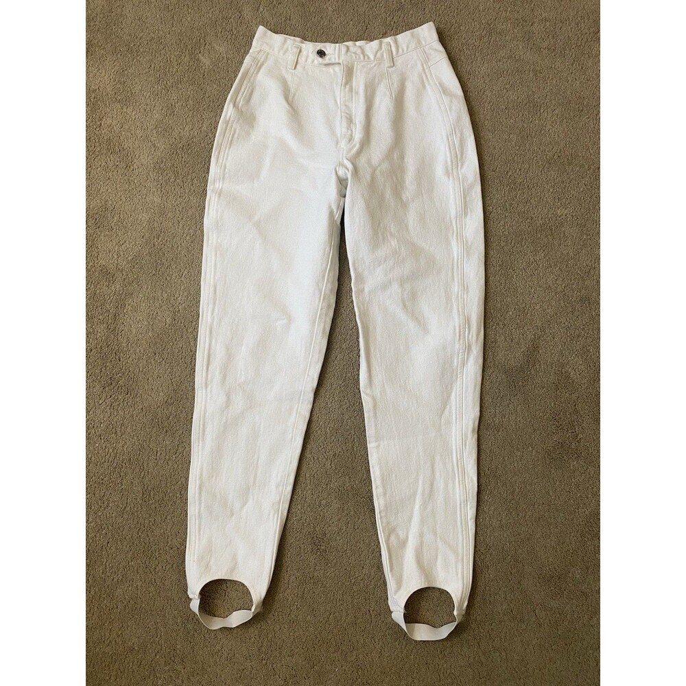 Liz Wear Vintage 80's Stirrup High Rise Stretch Cream Color Denim Size 12